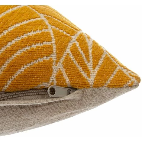ATMOSPHERA, CRÉATEUR D'INTÉRIEUR Housse De Coussin 40x40 Feuille Ocre - Jaune 2 ATMOSPHERA, CRÉATEUR D'INTÉRIEUR Housse De Coussin 40x40 Feuille Ocre - Jaune – Image 2