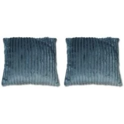 MEUBLETMOI Lot De 2 Coussins Bleus Texturés Velours - Boreal - Bleu