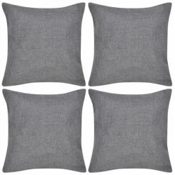 DéCOSHOP26 Lot De 4 Housses De Coussin Taies D'oreiller En Faux Lin Gris 50 X 50 Cm - Or