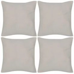 DéCOSHOP26 Lot De 4 Housses Taies D'oreiller Beige En Coton 80 X 80 Cm - Beige