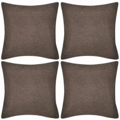 DéCOSHOP26 Lot De 4 Housses De Coussin Taies D'oreiller En Faux Lin Marron 50 X 50 Cm - Marron