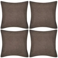 DéCOSHOP26 Lot De 4 Housses De Coussin Taies D'oreiller En Faux Lin Marron 40 X 40 Cm - Marron