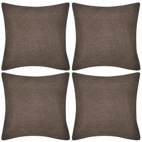 DéCOSHOP26 Lot De 4 Housses De Coussin Taies D'oreiller En Faux Lin Marron 40 X 40 Cm - Marron 1 DéCOSHOP26 Lot De 4 Housses De Coussin Taies D'oreiller En Faux Lin Marron 40 X 40 Cm - Marron