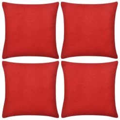 DéCOSHOP26 Lot De 4 Housses De Coussin Rouge En Coton 80 X 80 Cm - Rougeed