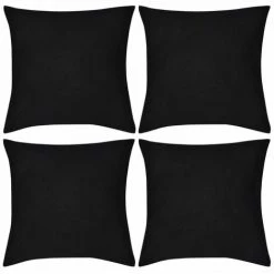 DéCOSHOP26 Lot De 4 Housses De Coussin Noir En Coton 40 X 40 Cm - Noir