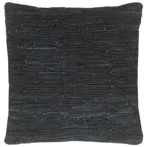 DéCOSHOP26 Coussin Noir 60x60 Cm Cuir Et Coton - Noir 1 DéCOSHOP26 Coussin Noir 60x60 Cm Cuir Et Coton - Noir