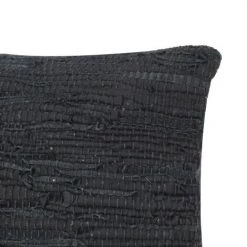 DéCOSHOP26 Coussin Noir 60x60 Cm Cuir Et Coton - Noir 6 DéCOSHOP26 Coussin Noir 60x60 Cm Cuir Et Coton - Noir -France Coussin et housse de coussin Soldes Boutique 18200511 3