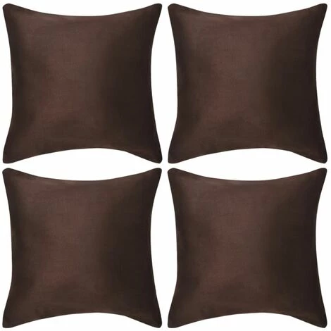 DéCOSHOP26 Lot De 4 Housses Taies D'oreiller En Faux Daim 50 X 50 Cm Marron - Marron 1 DéCOSHOP26 Lot De 4 Housses Taies D'oreiller En Faux Daim 50 X 50 Cm Marron - Marron
