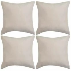 DéCOSHOP26 Lot De 4 Housses Taies D'oreiller En Faux Daim 80 X 80 Cm Beige - Beige