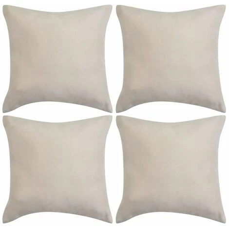 DéCOSHOP26 Lot De 4 Housses Taies D'oreiller En Faux Daim 50 X 50 Cm Beige - Beige 1 DéCOSHOP26 Lot De 4 Housses Taies D'oreiller En Faux Daim 50 X 50 Cm Beige - Beige