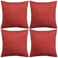 DéCOSHOP26 Lot De 4 Housses De Coussin Taies D'oreiller Aspect De Lin Bordeaux 80 X 80 Cm - Or