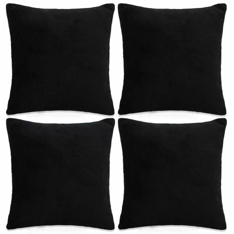 DéCOSHOP26 Lot De 4 Housses De Coussin Taies D'oreiller En Tissu Velours 40 X 40 Cm Noir - Noir 1 DéCOSHOP26 Lot De 4 Housses De Coussin Taies D'oreiller En Tissu Velours 40 X 40 Cm Noir - Noir