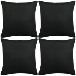 DéCOSHOP26 Lot De 4 Housses De Coussin Taies D'oreiller Aspect De Lin Noir 50 X 50 Cm - Noir