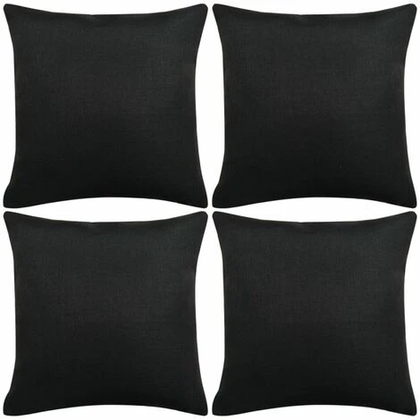 DéCOSHOP26 Lot De 4 Housses De Coussin Taies D'oreiller Aspect De Lin Noir 50 X 50 Cm - Noir 1 DéCOSHOP26 Lot De 4 Housses De Coussin Taies D'oreiller Aspect De Lin Noir 50 X 50 Cm - Noir
