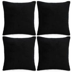 DéCOSHOP26 Lot De 4 Housses De Coussin Taies D'oreiller En Tissu Velours 80 X 80 Cm Noir - Noir