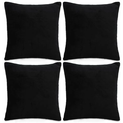 DéCOSHOP26 Lot De 4 Housses De Coussin Taies D'oreiller En Tissu Velours 80 X 80 Cm Noir - Noir 1 DéCOSHOP26 Lot De 4 Housses De Coussin Taies D'oreiller En Tissu Velours 80 X 80 Cm Noir - Noir