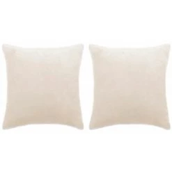 DéCOSHOP26 Lot De 2 Coussins Décoratifs En Tissu Velours Blanc 45 X 45 Cm - Or