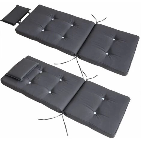 DETEX 2x Coussin De Chaise Avec Dossier Haut, Repose-tête Et Attaches Ultra Moelleux Anthracite 2 DETEX 2x Coussin De Chaise Avec Dossier Haut, Repose-tête Et Attaches Ultra Moelleux Anthracite – Image 2