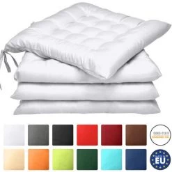 Beautissu Lot De 4 Galettes De Chaise Lea Blanc