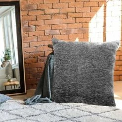 THEDECOFACTORY INTENSE - <p>Coussin Texturé Vintage Noir Cendré 90x90 - Noir Cendré -France Coussin et housse de coussin Soldes Boutique 19907762 3