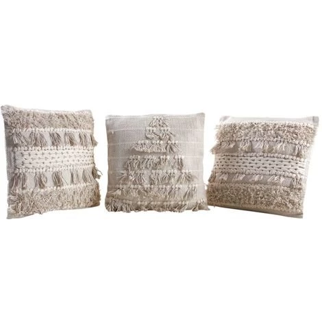 AUBRY GASPARD Coussin En Coton Bohème (Lot De 3) Lot De 3 Beige - Beige 1 AUBRY GASPARD Coussin En Coton Bohème (Lot De 3) Lot De 3 Beige - Beige