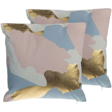 BELIANI Lot De 2 Coussin Décoratifs En Tissu Multicolore 45x12cm - Multicolore 1 BELIANI Lot De 2 Coussin Décoratifs En Tissu Multicolore 45x12cm - Multicolore