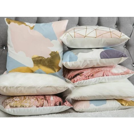 BELIANI Lot De 2 Coussin Décoratifs En Tissu Multicolore 45x12cm - Multicolore 2 BELIANI Lot De 2 Coussin Décoratifs En Tissu Multicolore 45x12cm - Multicolore – Image 2