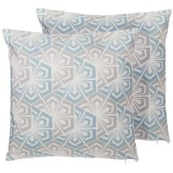 BELIANI Lot De 2 Coussin Décoratifs En Tissu Bleu 45x12cm - Bleu