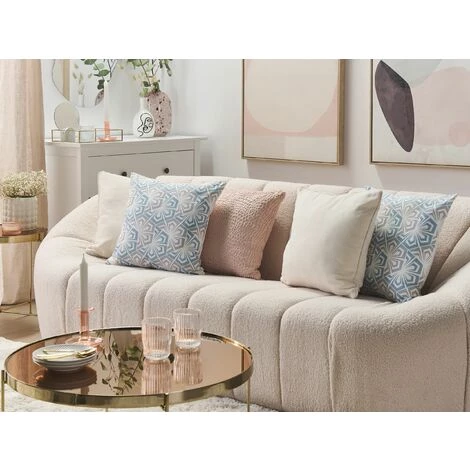 BELIANI Lot De 2 Coussin Décoratifs En Tissu Bleu 45x12cm - Bleu 2 BELIANI Lot De 2 Coussin Décoratifs En Tissu Bleu 45x12cm - Bleu – Image 2