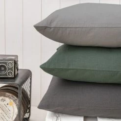 TODAY Coussin Hygge 45x75 Cm Coton Lavé Kaki - Vert -France Coussin et housse de coussin Soldes Boutique 23346829 3