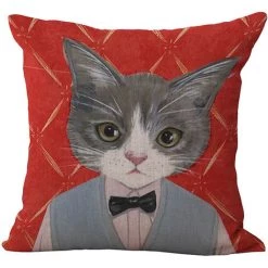 ASUPERMALL 18 * 18 Pouces / 45 * 45Cm Coussin Polyester Chat De Bande Dessinee Couverture Decorative Canape Voiture Taille Carree Taie Taie Accueil Bay Window Decor De Chevet, Style A