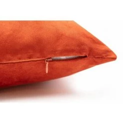 RIDEAUDISCOUNT Housse De Coussin 45 X 45 Cm Déhoussable Effet Alcantara Uni Orange - Orange -France Coussin et housse de coussin Soldes Boutique 23461768 3