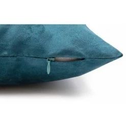 RIDEAUDISCOUNT Housse De Coussin 45 X 45 Cm Déhoussable Effet Alcantara Uni Bleue - Bleu -France Coussin et housse de coussin Soldes Boutique 23544862 3