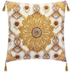 ATMOSPHERA, CRÉATEUR D'INTÉRIEUR Housse De Coussin Rosace Brodée 40x40 Cm - Jaune
