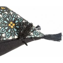 ATMOSPHERA, CRÉATEUR D'INTÉRIEUR Housse De Coussin Rosace Pompons 40x40 Cm - Bleu -France Coussin et housse de coussin Soldes Boutique 23545370 3