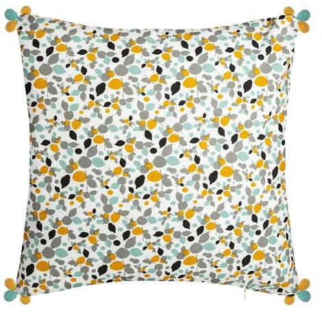 ATMOSPHERA, CRÉATEUR D'INTÉRIEUR Housse De Coussin Razzo 3 Pompons 40x40 Cm - Jaune 1 ATMOSPHERA, CRÉATEUR D'INTÉRIEUR Housse De Coussin Razzo 3 Pompons 40x40 Cm - Jaune