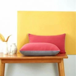 MANTA Taie D'oreiller De Pon?age Bicolore Taie D'oreiller Pour La Décoration De Bureau à Domicile Code S Rose Rose + Gris Rose Rose Gris Taille S -France Coussin et housse de coussin Soldes Boutique 23576925 3