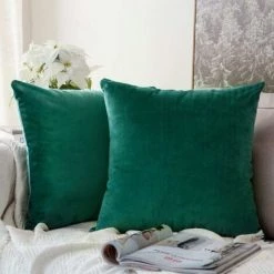 Lot De 2 Housse De Coussin En Velours Housse De Coussin Housse De Coussin Décoratif Coussin De Canapé Coussin Lombaire Housse De Coussin Housse De Coussin 45x45 Cm Vert Malachite LangRay