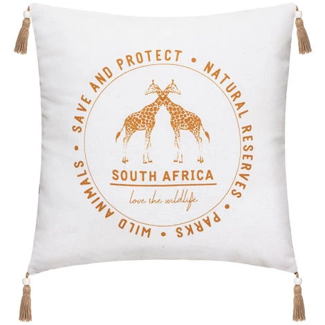 Atmosphera - Coussin Déhoussable Réversible En Coton Imprimé Safari 40 X 40 Cm - Girafe 1 Atmosphera - Coussin Déhoussable Réversible En Coton Imprimé Safari 40 X 40 Cm - Girafe