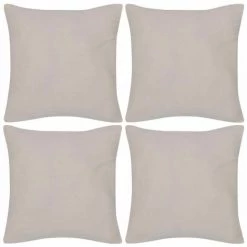 HOMMOO 4 Housses De Coussin En Coton 40 X 40 Cm Beige HDV00547