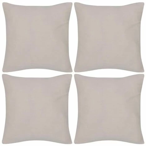 HOMMOO 4 Housses De Coussin En Coton 40 X 40 Cm Beige HDV00547 1 HOMMOO 4 Housses De Coussin En Coton 40 X 40 Cm Beige HDV00547