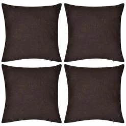Hommoo Housse De Coussin En Coton 4 Pcs 80 X 80 Cm Marron HDV00552