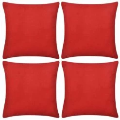 Hommoo Housse De Coussin En Coton 4 Pcs 40 X 40 Cm Rouge HDV00553