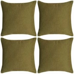 Hommoo Housse De Coussin 4 Pcs Aspect De Lin Vert 50 X 50 Cm HDV00992