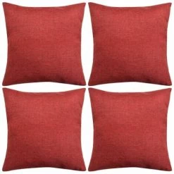 Hommoo Housse De Coussin 4 Pcs Aspect De Lin Bordeaux 40 X 40 Cm HDV00994