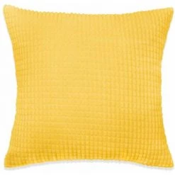 Hommoo Jeu De Coussin 2 Pcs Velours 45 X 45 Cm Jaune HDV01959 -France Coussin et housse de coussin Soldes Boutique 24993468 4
