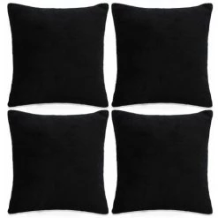 Hommoo Housse De Coussin 4 Pcs Velours 80 X 80 Cm Noir HDV01979