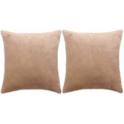 Hommoo Jeu De Coussin 2 Pcs Velours 45 X 45 Cm Beige HDV01986
