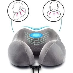 BEARSU Oreiller De Voyage - Doux - En Mousse à Mémoire De Forme En U - Pour Les Adultes Et Les Enfants - En Avion, Train, Voiture, Au Bureau Ou Au Camping - Non Gonflable Gris -France Coussin et housse de coussin Soldes Boutique 25029455 3