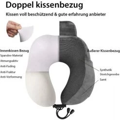 BEARSU Oreiller De Voyage - Doux - En Mousse à Mémoire De Forme En U - Pour Les Adultes Et Les Enfants - En Avion, Train, Voiture, Au Bureau Ou Au Camping - Non Gonflable Gris -France Coussin et housse de coussin Soldes Boutique 25029455 4